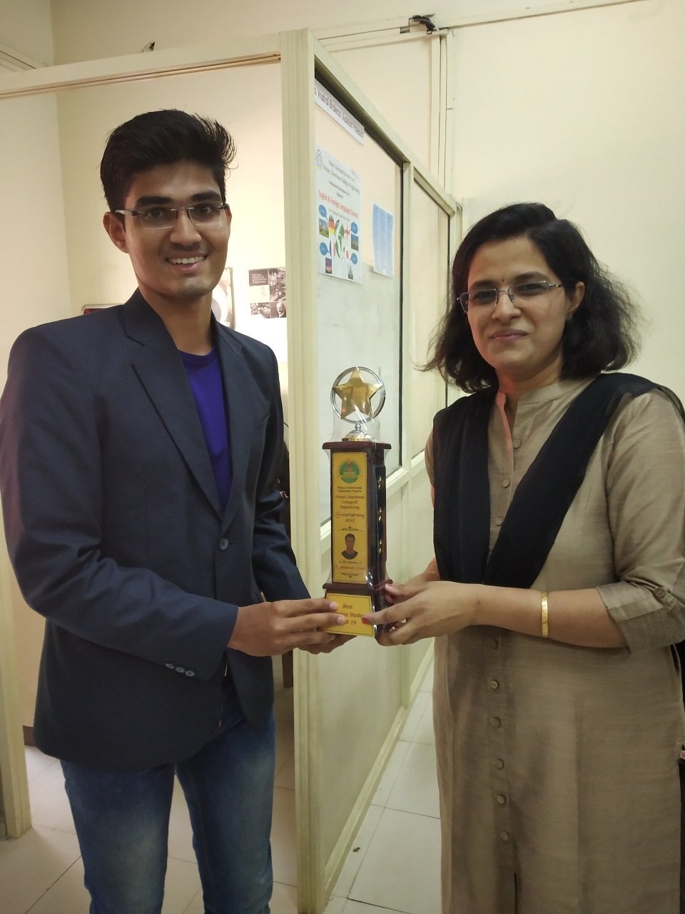 Our pride ! Sachin Bargaje ! PCCOE's Best outgoing student of year 2017-18 !