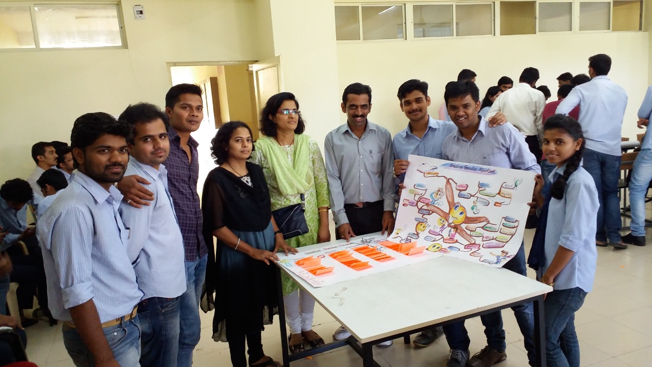 During the Mind mapping competition held for B.E.(Mechanical) students : With one of the student group!